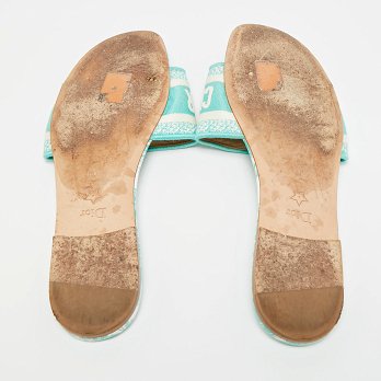 Dway Green/White Canvas Slide Sandals