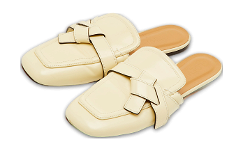 Gate Cream Leather Flat Mules