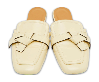 Gate Cream Leather Flat Mules