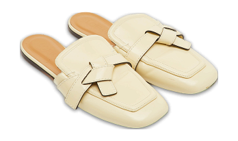 Gate Cream Leather Flat Mules
