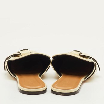 Gate Cream Leather Flat Mules