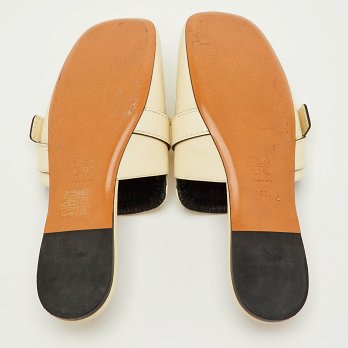 Gate Cream Leather Flat Mules