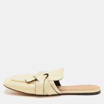 Gate Cream Leather Flat Mules