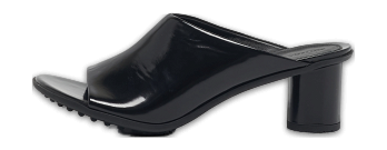 Atomic Black Leather Slide Sandals