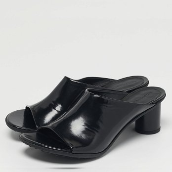 Atomic Black Leather Slide Sandals