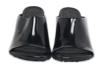 Atomic Black Leather Slide Sandals