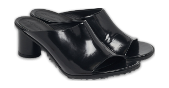 Atomic Black Leather Slide Sandals