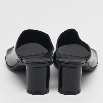 Atomic Black Leather Slide Sandals