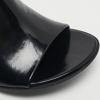 Atomic Black Leather Slide Sandals