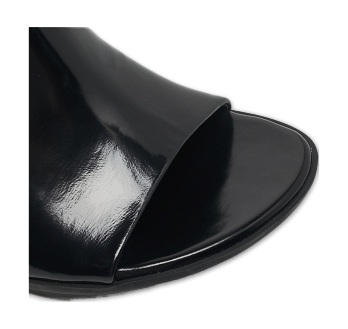 Atomic Black Leather Slide Sandals