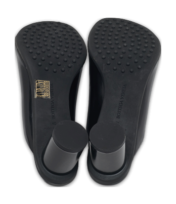 Atomic Black Leather Slide Sandals