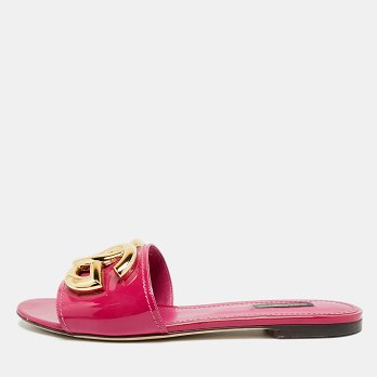 Purple Patent Leather Flat Slides