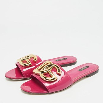Purple Patent Leather Flat Slides