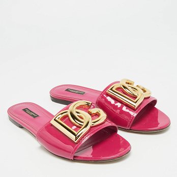 Purple Patent Leather Flat Slides