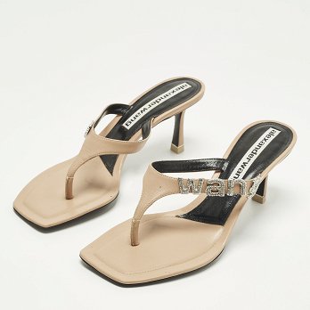 Beige Leather Thong Sandals