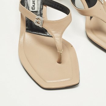 Beige Leather Thong Sandals