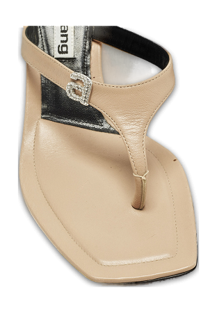 Beige Leather Thong Sandals