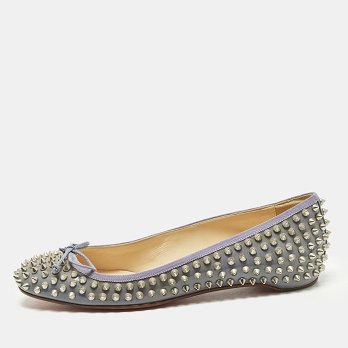 Jane Spike Grey Patent Leather Ballet Flats