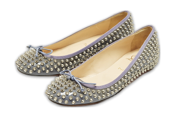 Jane Spike Grey Patent Leather Ballet Flats