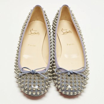 Jane Spike Grey Patent Leather Ballet Flats