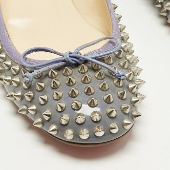 Jane Spike Grey Patent Leather Ballet Flats