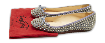Jane Spike Grey Patent Leather Ballet Flats