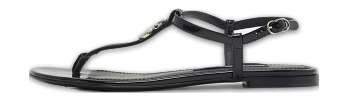 DG Logo Black Patent Leather Thong Flats