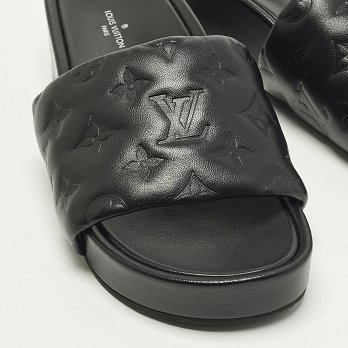 Black Monogram Leather Jumbo Platform Sandals