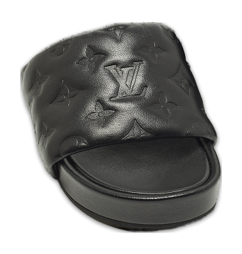 Black Monogram Leather Jumbo Platform Sandals