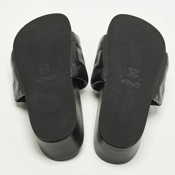 Black Monogram Leather Jumbo Platform Sandals