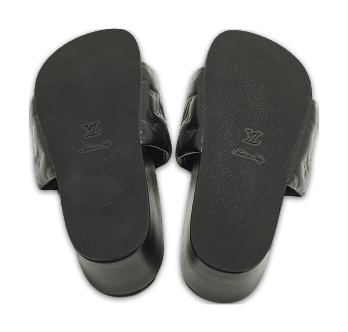 Black Monogram Leather Jumbo Platform Sandals