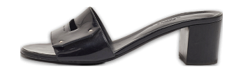 View Black Patent Leather Slide Sandals