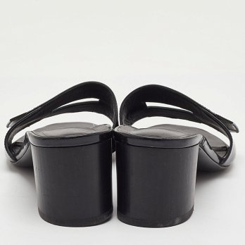 View Black Patent Leather Slide Sandals
