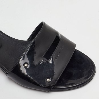 View Black Patent Leather Slide Sandals