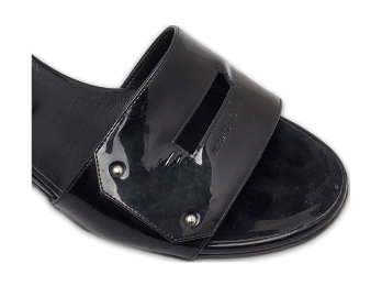 View Black Patent Leather Slide Sandals