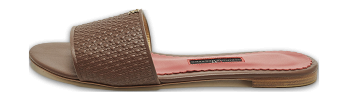 Burgundy Monogram Embossed Leather Flat Slide Sandals