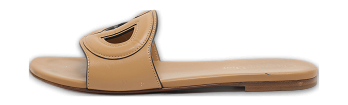 D Club Brown Leather Flat Slides