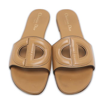 D Club Brown Leather Flat Slides