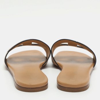 D Club Brown Leather Flat Slides