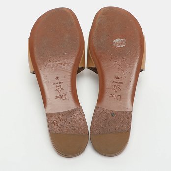 D Club Brown Leather Flat Slides