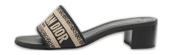 Dway Logo Embroidered Blue/Beige Fabric Slide Sandals