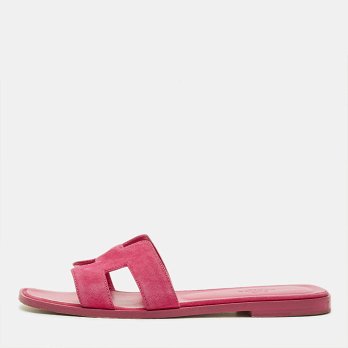 Oran Pink Suede Flat Slide