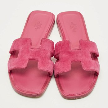 Oran Pink Suede Flat Slide