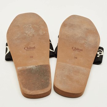 Woody Black Canvas Flat Slides