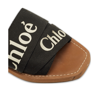 Woody Black Canvas Flat Slides