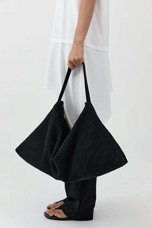 SUEDE WOVEN HOBO BAG