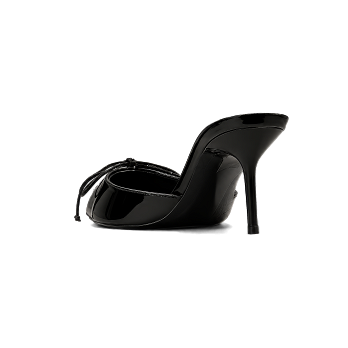 BLACK PATENT LACE 70 MULES