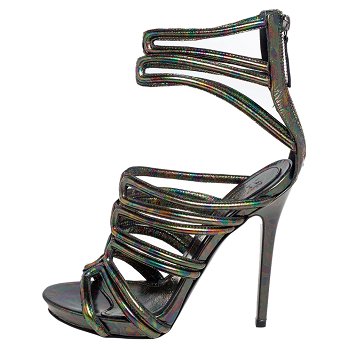 Multicolor Oil Slick Texture Leather Gladiator Sandals