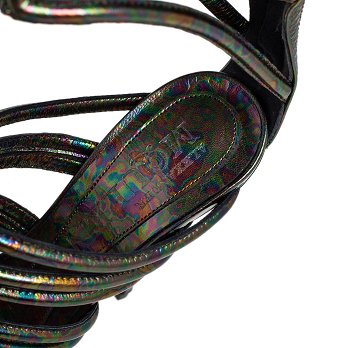 Multicolor Oil Slick Texture Leather Gladiator Sandals
