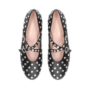 NICOLE LEATHER CRYSTALS BALLERINAS